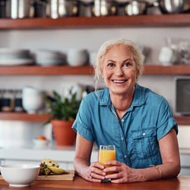 happy woman in kitchen