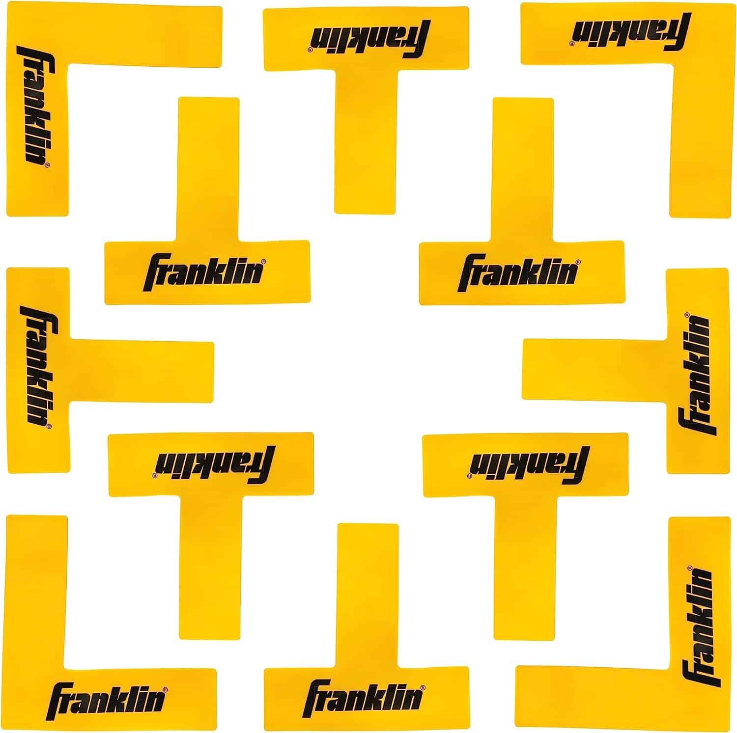 A set of yellow Franklin Sports pickleball markers.