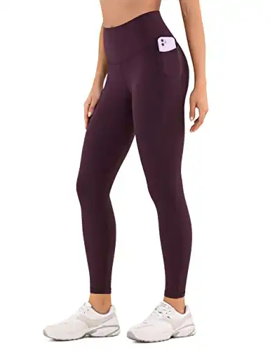 CRZ YOGA Womens Butterluxe Workout Leggings 25 Inches - High Waisted Gym Yoga Pants with Pockets Buttery Soft Deep Purple Small