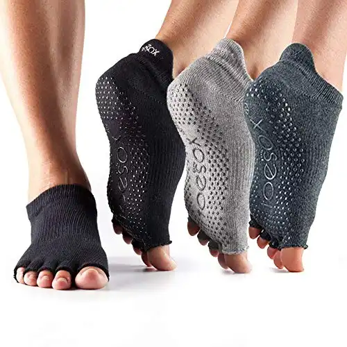 Low Rise Half Toe Multi Pack – Grip Non-Slip Toe Socks for Pilates Barre Yoga - 3 Pack
