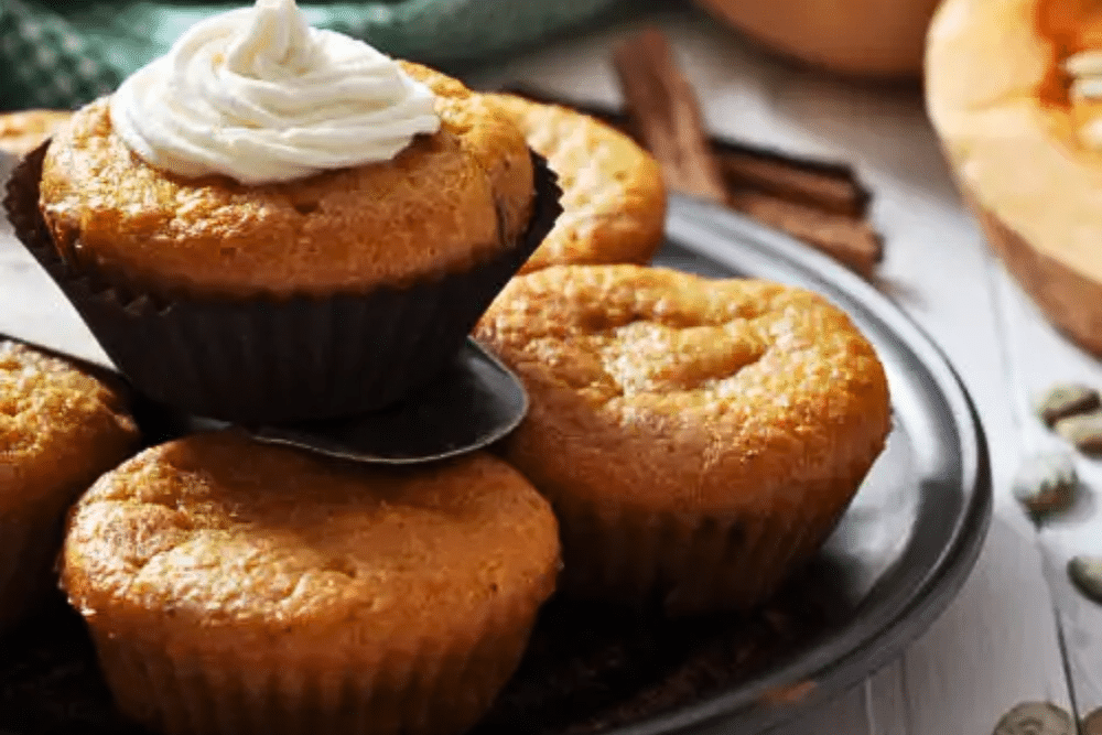 A close-up of pumpkin spice muffins.