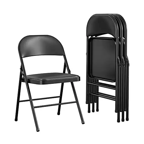 COSCO Vinyl Folding Chair, 4 Pack, Black