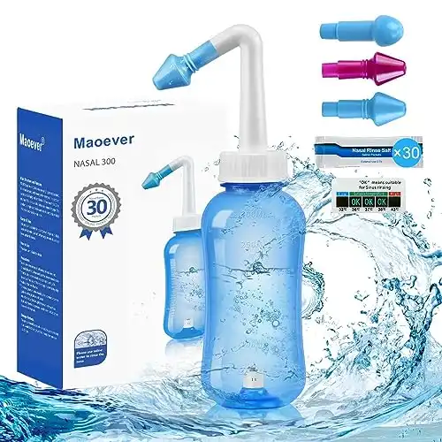 MAOEVER Neti Pot Sinus Rinse Bottle Nose Wash Cleaner Pressure Rinse for Adult & Kid BPA Free