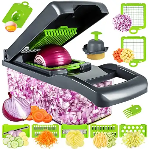 Vegetable Chopper, Multifunctional 13 in 1 Food Chopper with Container