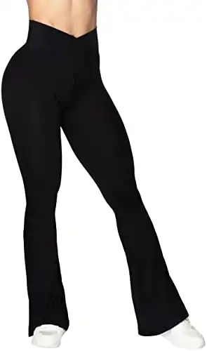 Sunzel Flare Leggings, Crossover Yoga Pants with Tummy Control, High-Waisted and Wide Leg, 30" Inseam