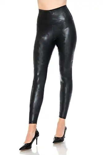 Women's High Waist Comfy Faux Leather Leggings Tights Stretchy Pleather Pants