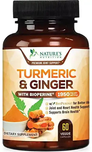 Turmeric Curcumin with BioPerine & Ginger 95% Standardized Curcuminoids 1950mg