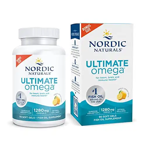 Nordic Naturals Ultimate Omega, Lemon Flavor - 90 Soft Gels - High-Potency Omega-3 Fish Oil Supplement with EPA & DHA - Promotes Brain & Heart Health - Non-GMO - 45 Servings