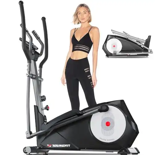 YOUNGFIT Elliptical Machine, 95% Pre-Installed Cross Trainer with Hyper-Quiet Magnetic Driving System, 22 Resistance Levels Home Gym Eliptical Exercise Machine Workout Equipment