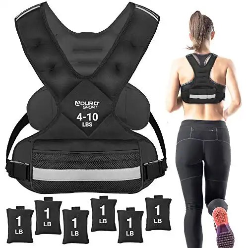 Aduro Sport Adjustable Weighted Vest Workout Equipment, 4lbs-10lbs Body Weight Vest for Men, Women, Kids, Black