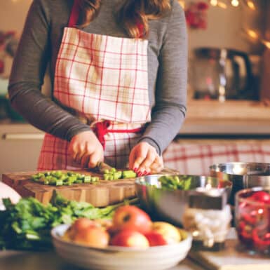woman preparing healthy food over the holidays