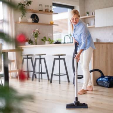 woman cleaning over the holidays