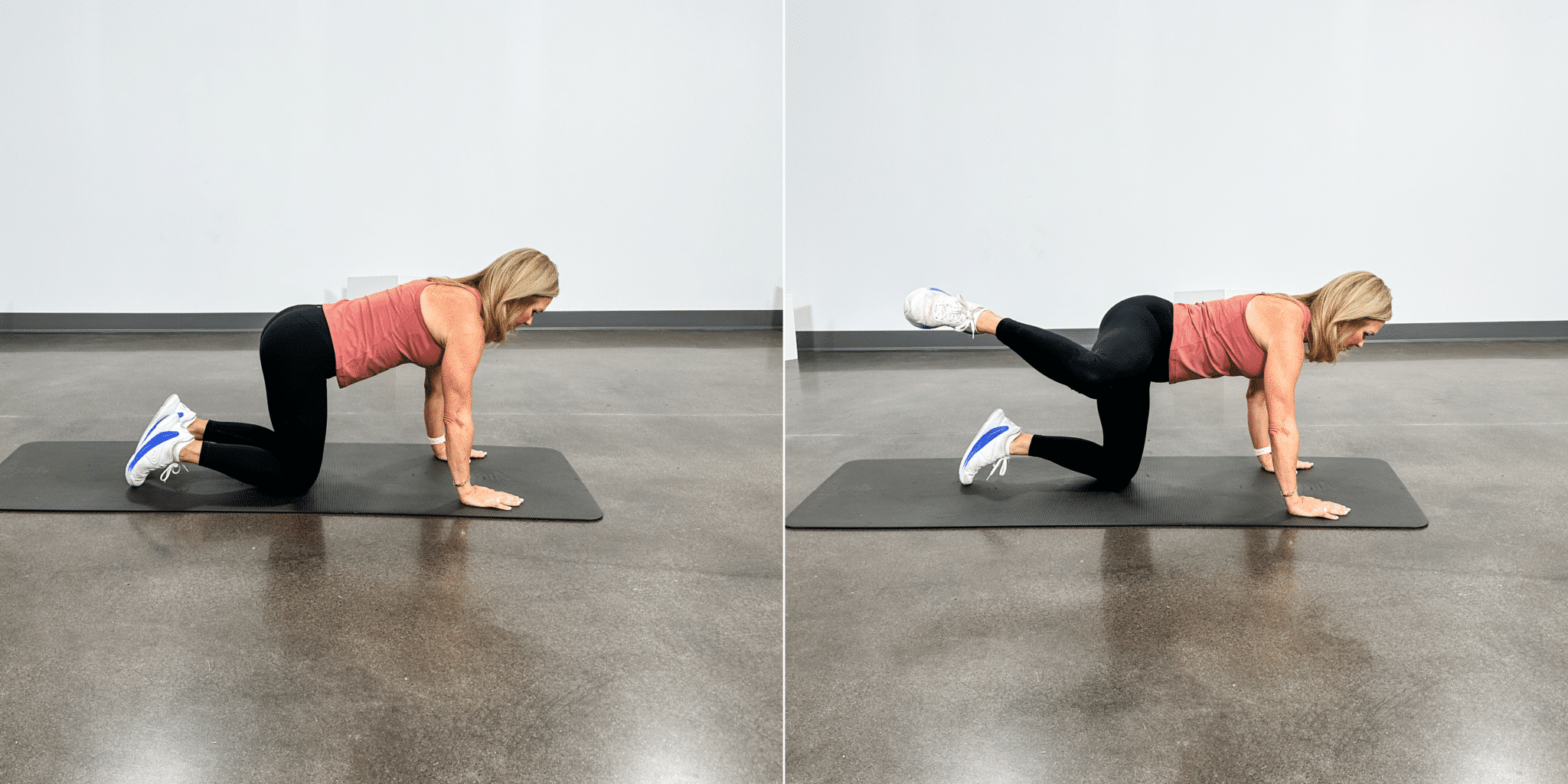 woman doing hip bursitis exercises fire hydrant