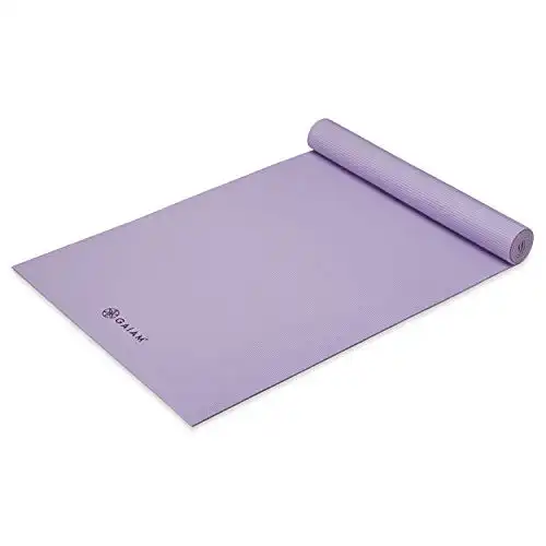 Gaiam Yoga Mat Premium Solid Color Non Slip Exercise & Fitness Mat for All Types of Yoga, Pilates & Floor Workouts, New Lilac, 5mm