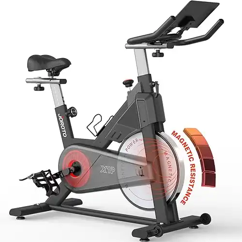 JOROTO Stationary Bikes for Home - Exercise Bike with Magnetic Resistance, Workout Bike Indoor Cycling Bikes with 11.8" Enlarged Tablet Bracket & RPM Display -2023 NEW VERSION