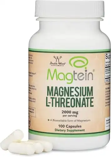 Magnesium L Threonate Capsules (Magtein) – Bioavailable Form for Sleep and Cognitive Function Support – 100 Capsules