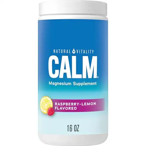 Natural Vitality Calm, Magnesium Citrate Supplement, Anti-Stress Drink Mix Powder, Gluten Free, Vegan, & Non-GMO, Raspberry Lemon, 16 oz