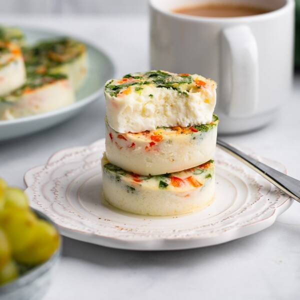 delicious egg bite whites sitting on white plate ready to eat