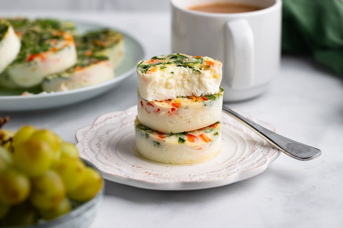 delicious egg bite whites sitting on white plate ready to eat