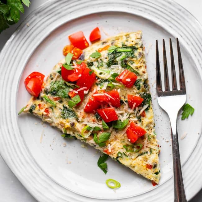 one serving of healthy vegetable frittata on plate