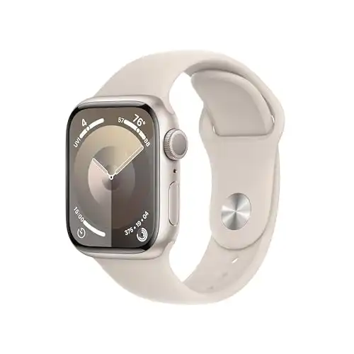 Apple Watch Series 9 [GPS 41mm] Smartwatch with Starlight Aluminum Case with Starlight Sport Band M/L