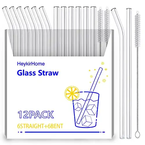 12-Pack Reusable Glass Straws