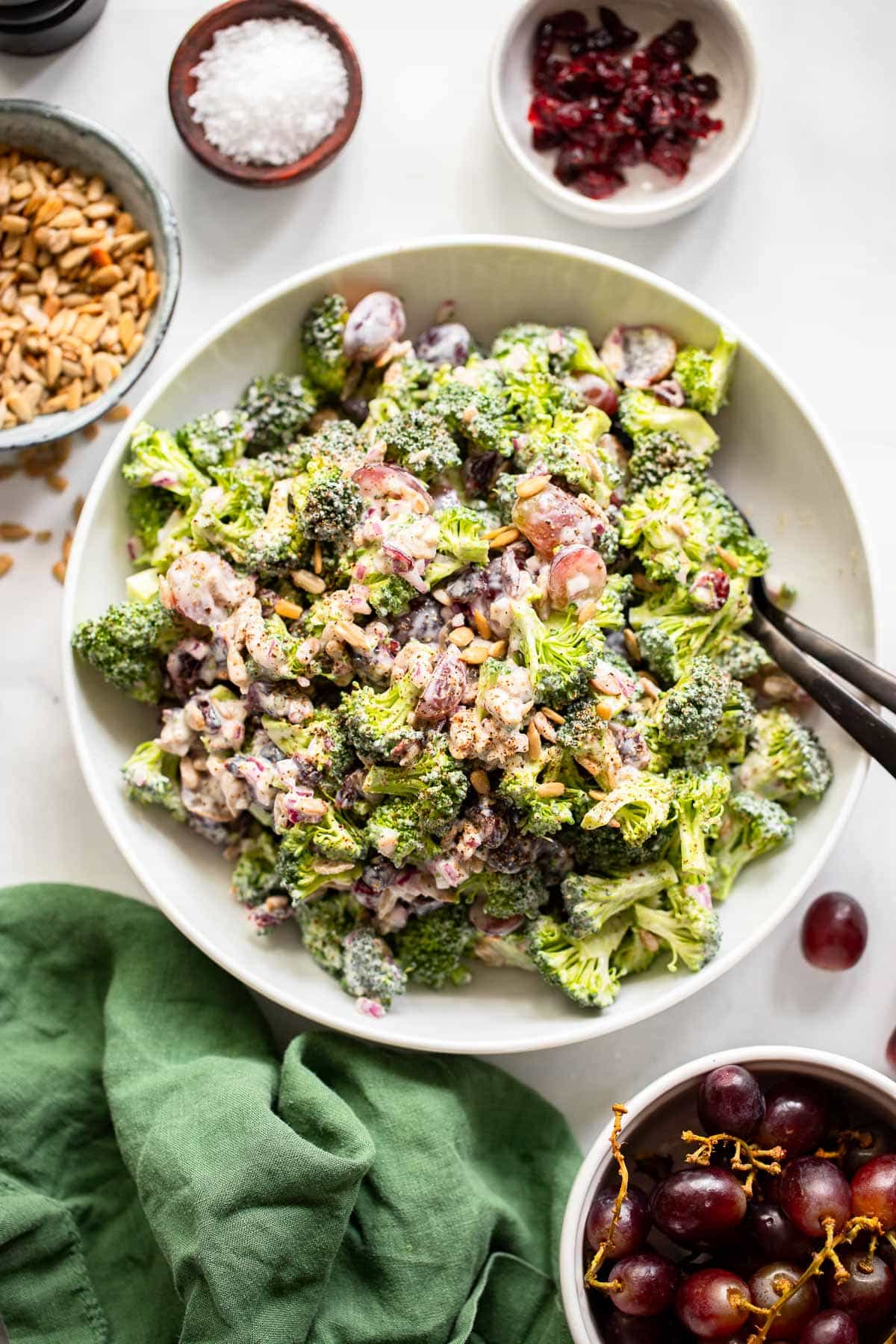 prepared healthy broccoli salad in bowl