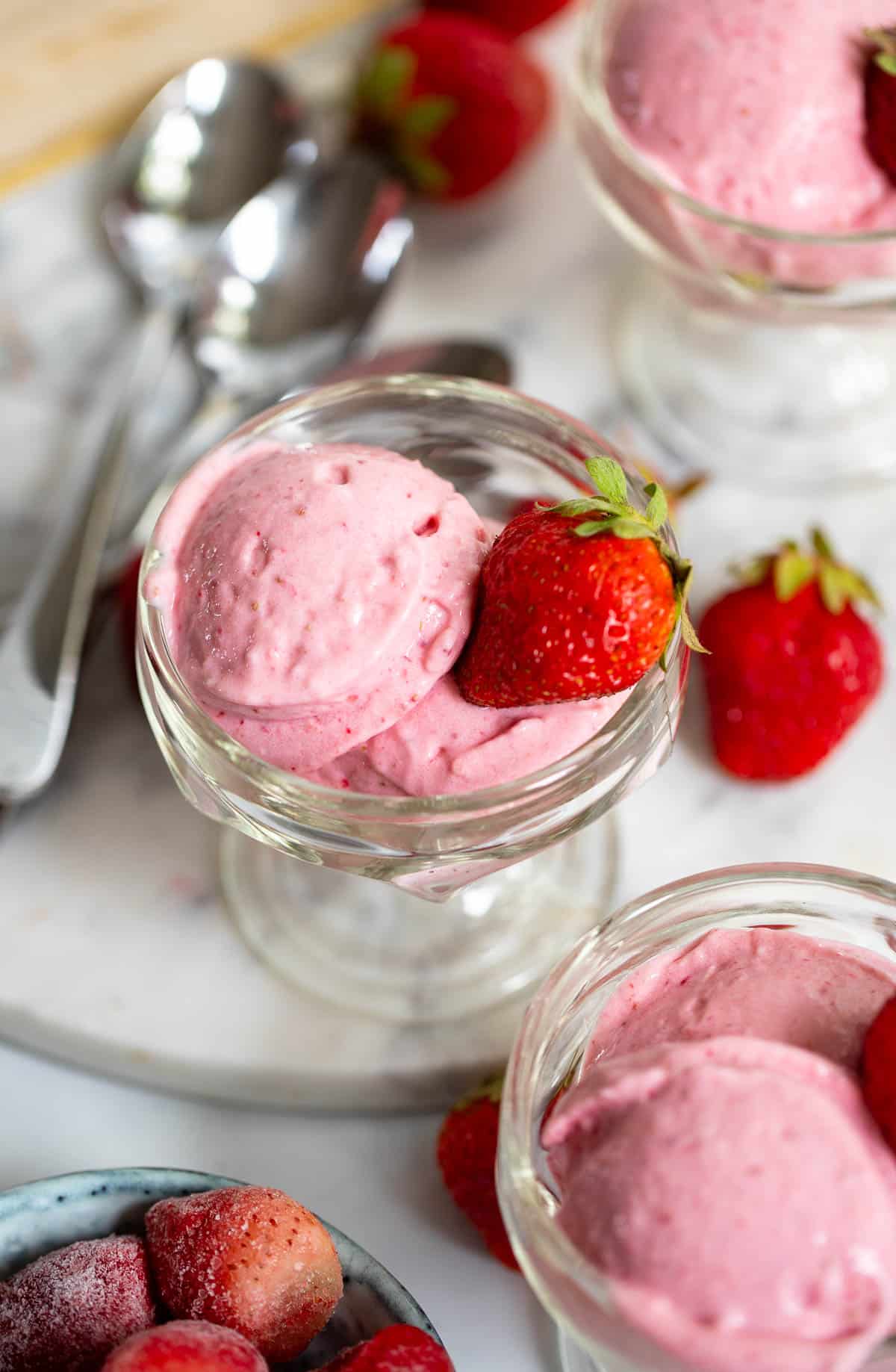 cottage cheese ice cream in glass bowl