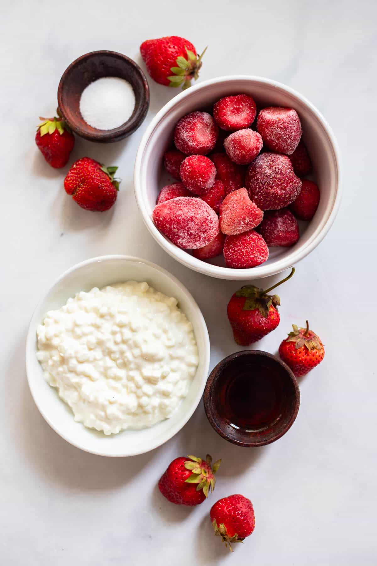 raw ingredients for cottage cheese ice cream recipe