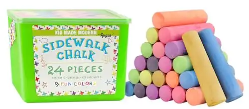 Kid Made Modern Sidewalk Chalk Set for Kids - Washable, Colored Chalk for Outdoor Play and Chalkboard Art (24 Pieces, Multicolor)