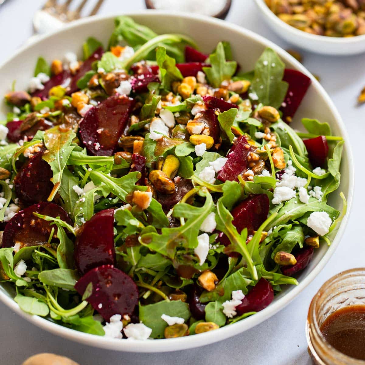 roasted beet salad served in bowl