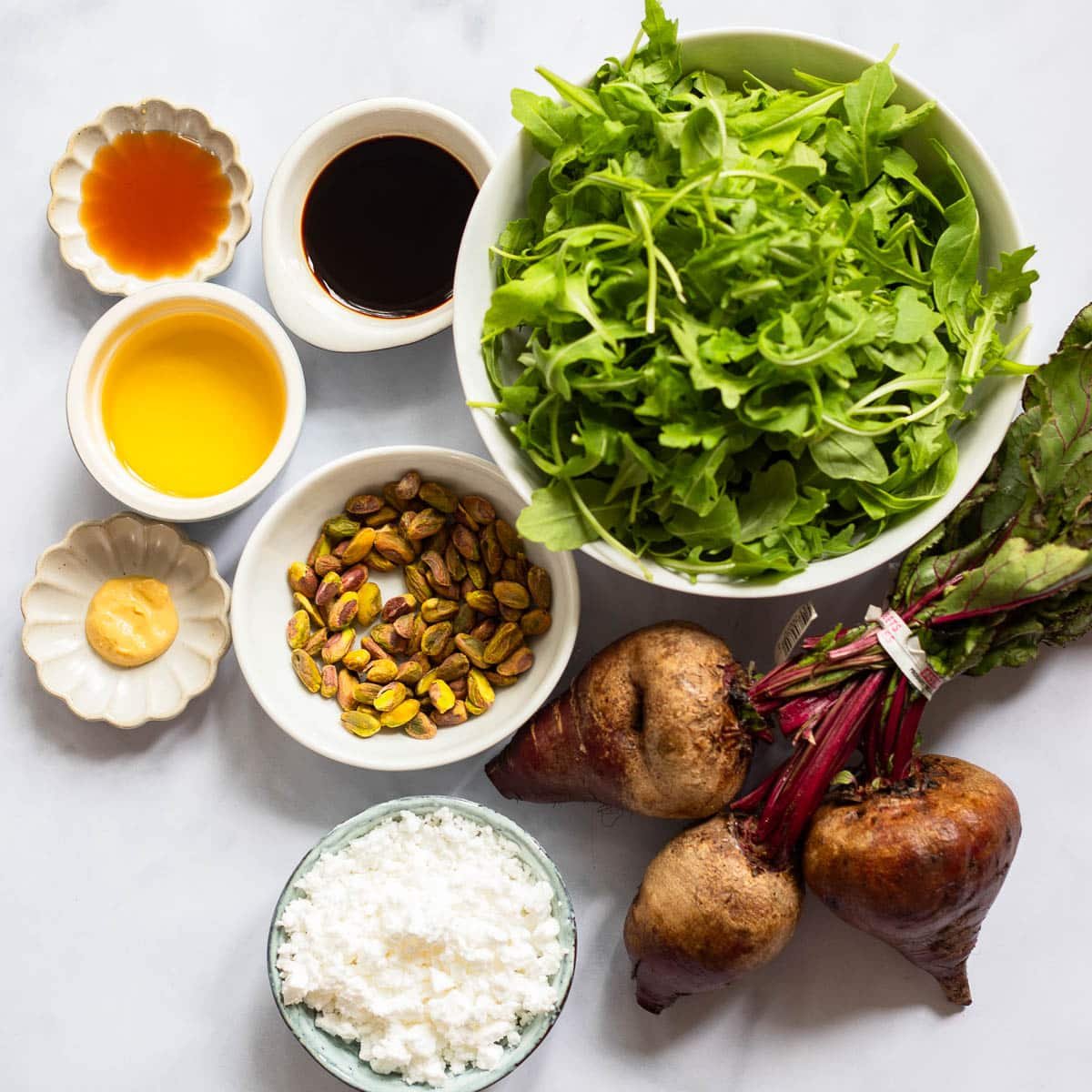 raw ingredients for roasted beet salad