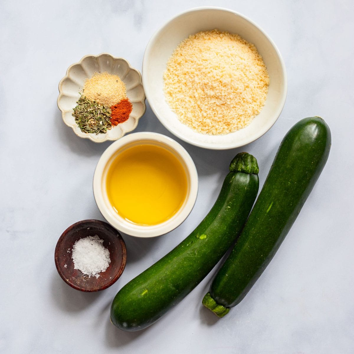 raw ingredients to marque   zucchini chips recipe