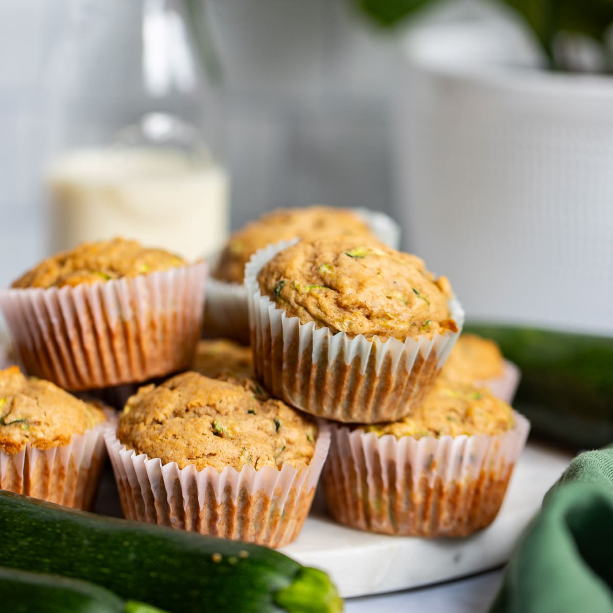 prepared zucchini muffins on counter