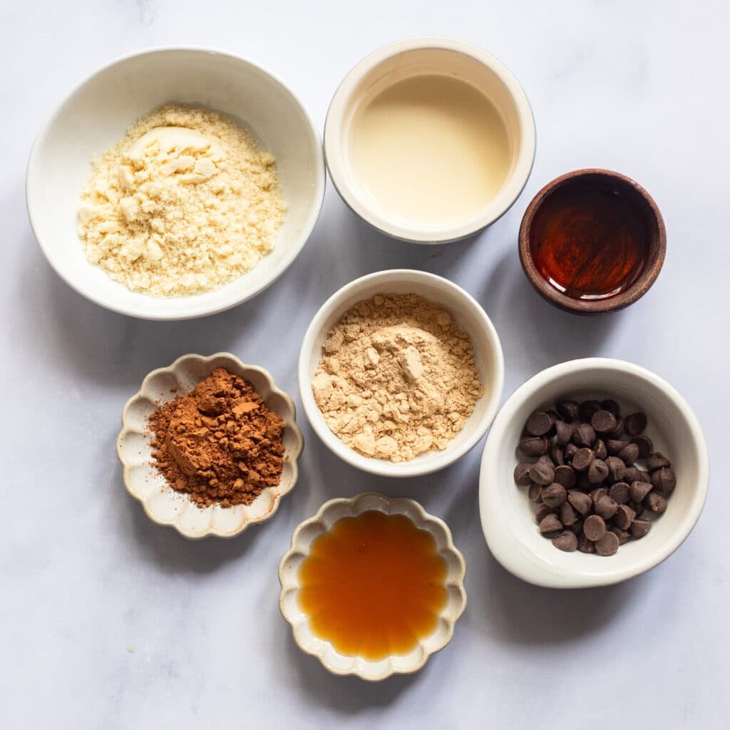 raw ingredients to make protein brownies in microwave