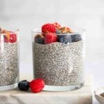 creamy vanilla chia seed pudding recipe on counter