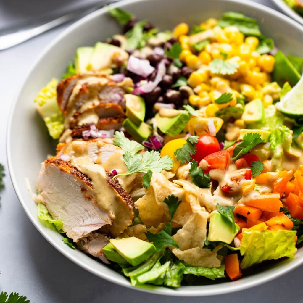 southwest chicken salad recipe served in bowl