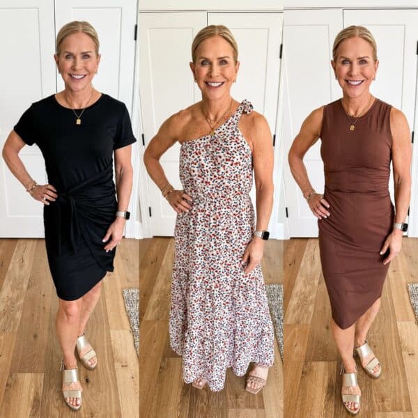 best summer dresses for women over 50 modeled on mature woman