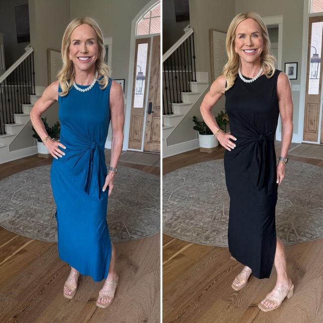 tie waist midi dress from amazon for less