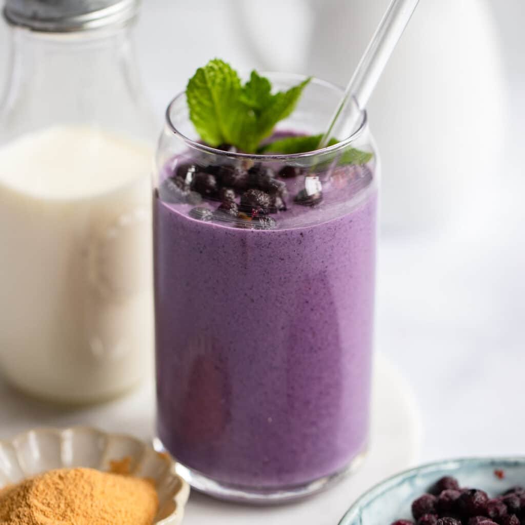 hormone balancing smoothie served in glass cup