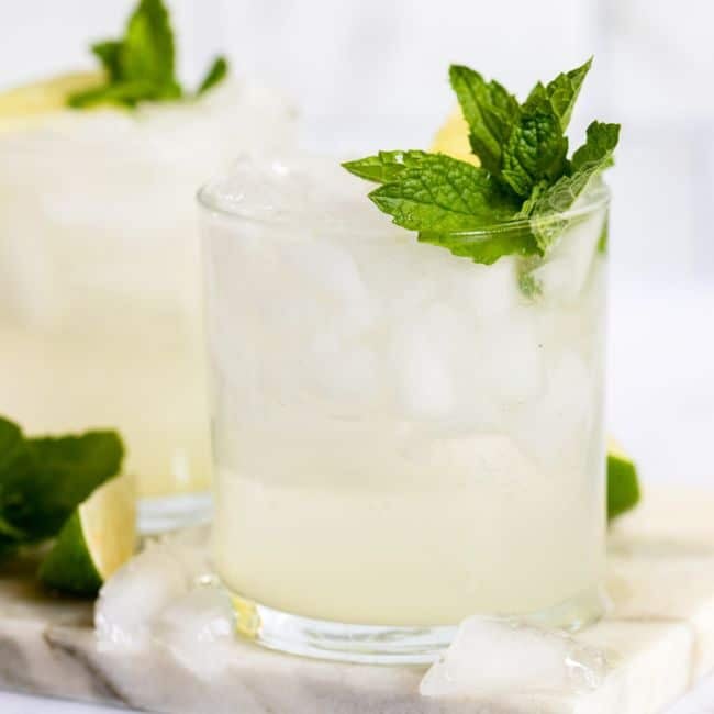 Moscow Mule mocktail recipe served in glass with garnish