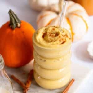 close up of healthy pumpkin smoothie recipe