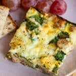 close up shot of high protein egg bake recipe served on plate