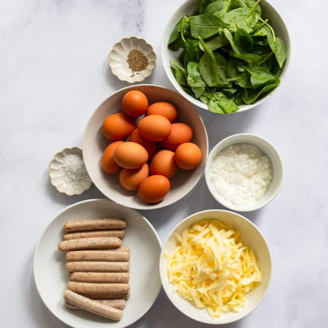 ingredients to make high protein egg bake on counter