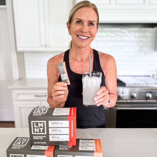Chris Freytag drinking LMNT electrolyte drink during a morning workout