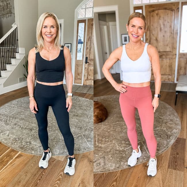 Woman wearing buttery-soft CRZ YOGA Butterluxe high-waisted Amazon leggings for everyday comfort