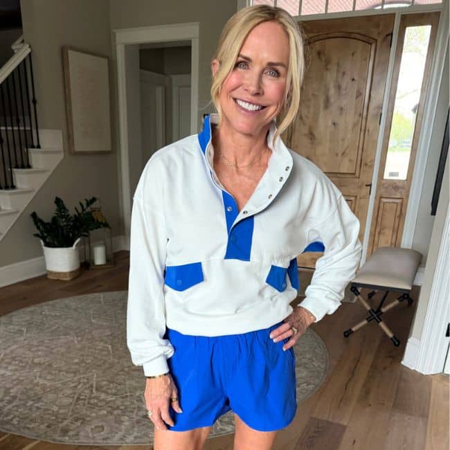 Athletic two piece outfit for women over 50 with supportive comfortable fit