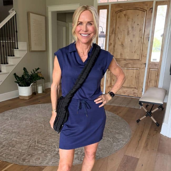 Feminine matching skirt set for women over 50 styled for summer