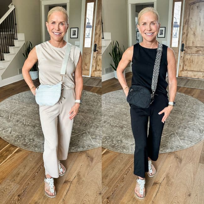Lightweight travel matching set for women over 50 with relaxed comfortable fit