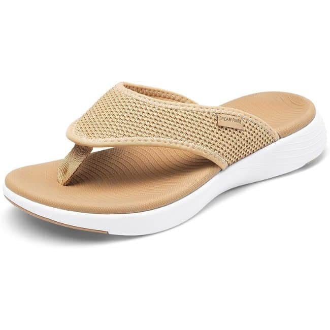 Supportive sandal with cushioned sole and arch support for sensitive feet and joint comfort